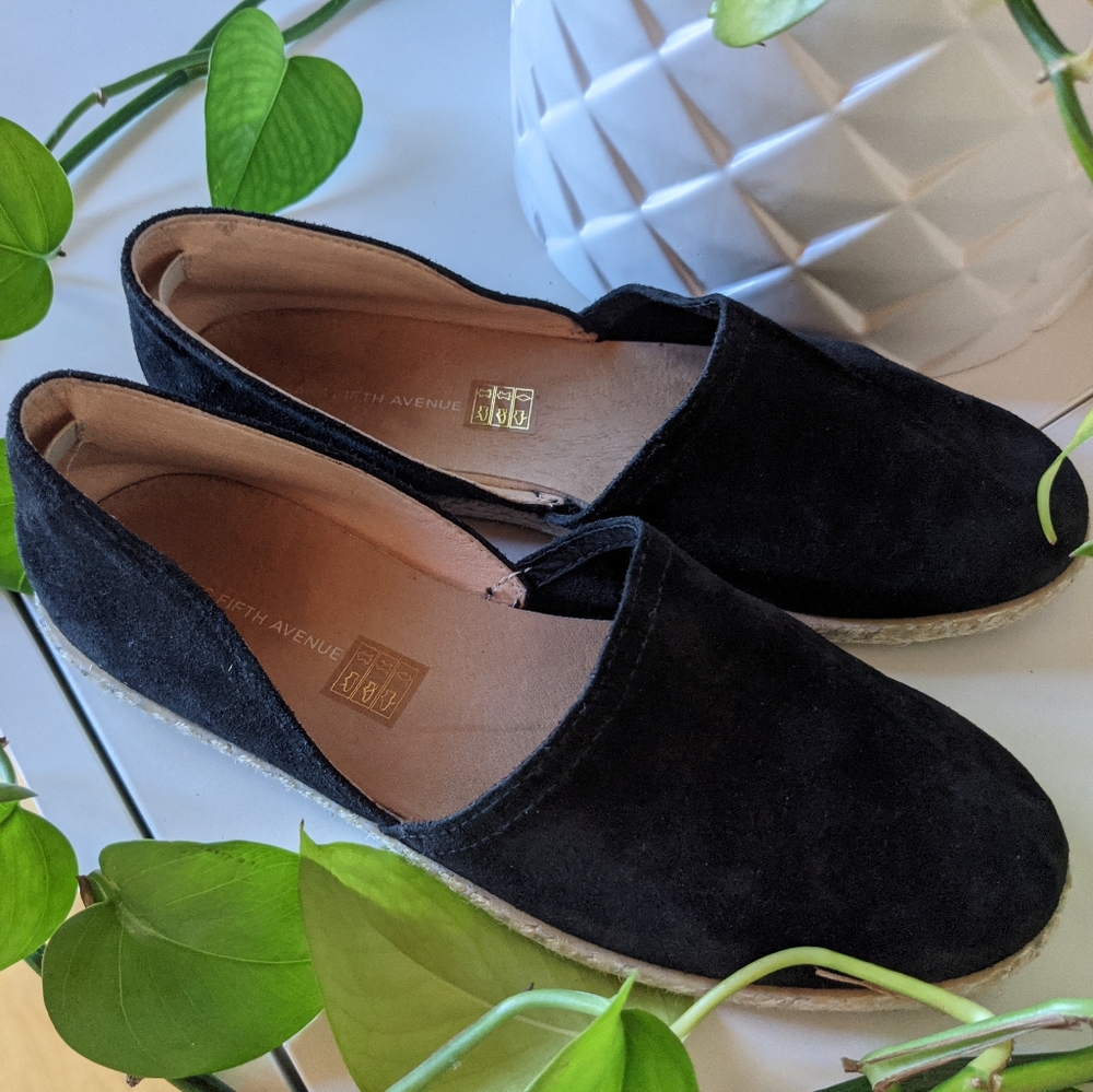 Black Suede Espadrille Flats